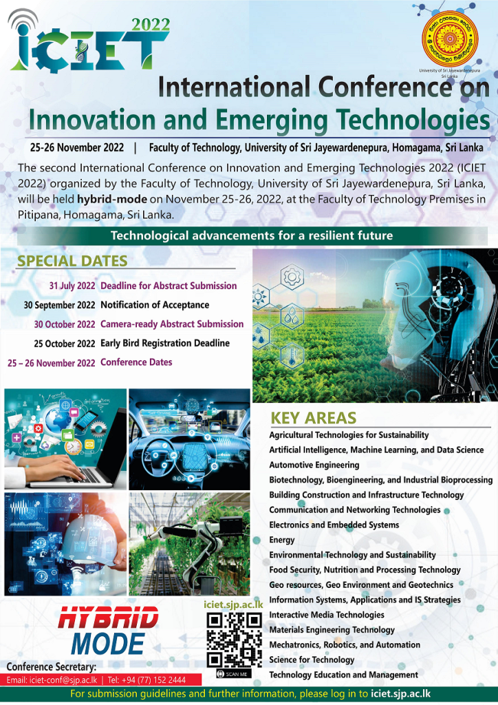 Submit Abstracts for International Conference on Innovation and ...