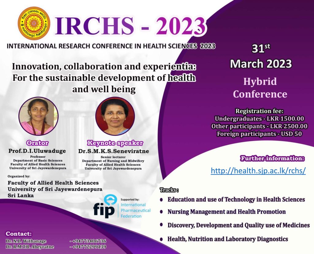 International Research Conference in Health Sciences (IRCHS) 2023 - USJ